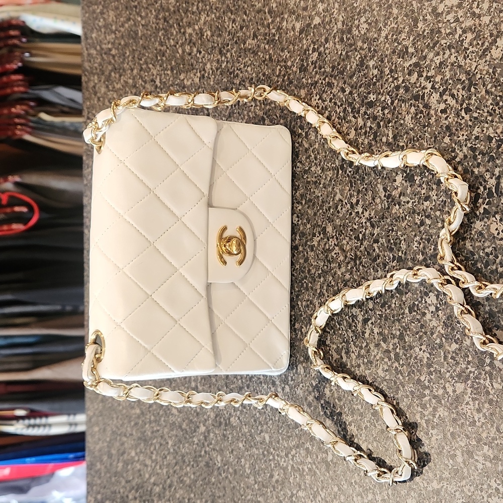 Chanel Vintage white Lambskin Mini square Flap bag